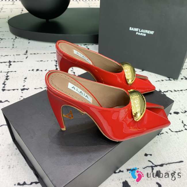 Uubags | Alaia Spike Jewel Mules In Red Patent Leather 9cm - 1