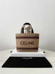 Uubags | Celine Cabas In Textile With Raffia Effect And Calfskin Natural/ Chestnut 31x20x12cm - 1