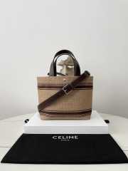 Uubags | Celine Cabas In Textile With Raffia Effect And Calfskin Natural/ Chestnut 31x20x12cm - 5