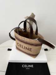 Uubags | Celine Cabas In Textile With Raffia Effect And Calfskin Natural/ Chestnut 31x20x12cm - 4