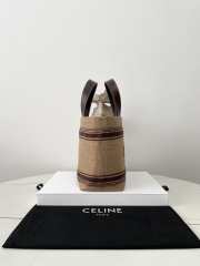 Uubags | Celine Cabas In Textile With Raffia Effect And Calfskin Natural/ Chestnut 31x20x12cm - 3