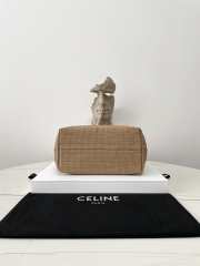 Uubags | Celine Cabas In Textile With Raffia Effect And Calfskin Natural/ Chestnut 31x20x12cm - 2