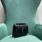 Uubags | YSL Sunset Chain Wallet In Crocodile-embossed Shiny Leather With Silver Buckle 19x5.5x14cm - 6