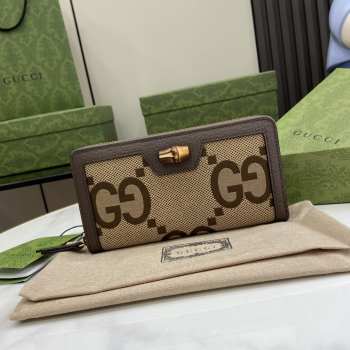 Uubags | Gucci Diana Camel and ebony jumbo GG canvas Jumbo GG Wallet 19x10.5x2cm