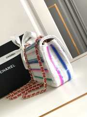 Uubags | Chanel Mini Classic Bag Embroidered Tweed, Sequins & Gold-Tone Metal White, Pink, Green & Blue 12x20x6cm - 5