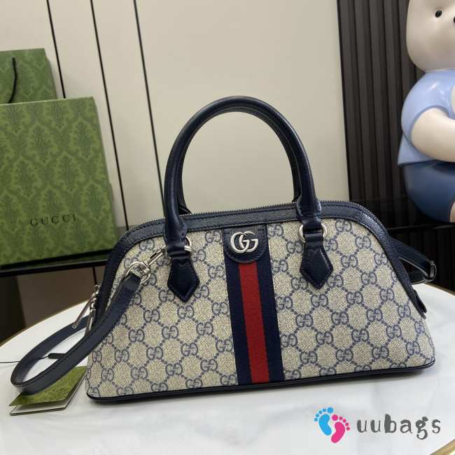 Uubags | Gucci Ophidia Small Top Handle Bag Blue And Ebony GG Supreme Canvas 31.5x16.5x8cm - 1