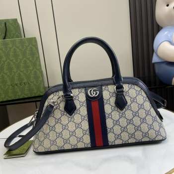 Uubags | Gucci Ophidia Small Top Handle Bag Blue And Ebony GG Supreme Canvas 31.5x16.5x8cm