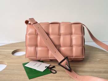 Uubags | Bottega Veneta Padded Cassette Peach Soft Lambskin Leather Bag 26x18x8cm