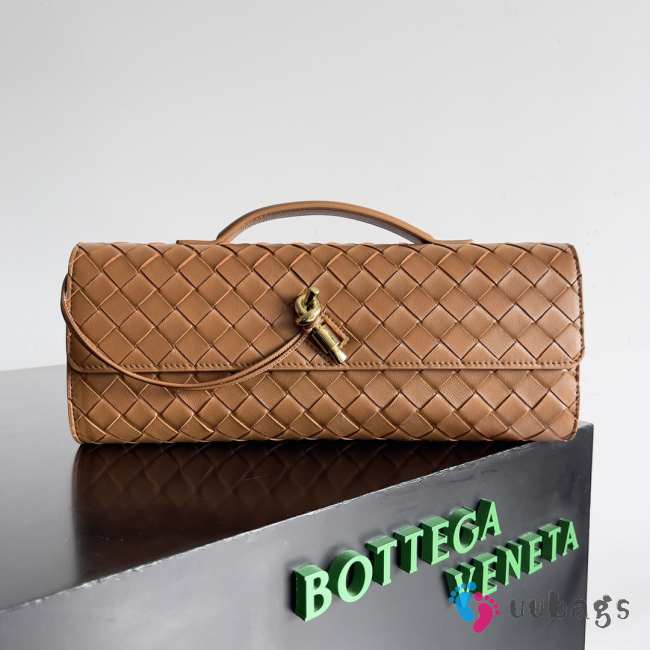 Uubags | Bottega Veneta Top handle Long Clutch Andiamo With Handle In Brown 13x31x3cm - 1