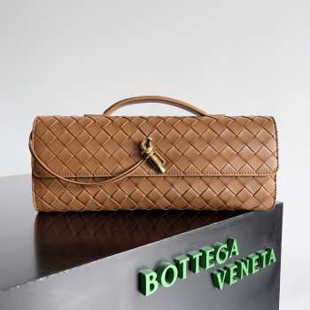 Uubags | Bottega Veneta Top handle Long Clutch Andiamo With Handle In Brown 13x31x3cm