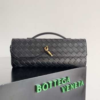 Uubags | Bottega Veneta Top handle Long Clutch Andiamo With Handle In Black 13x31x3cm