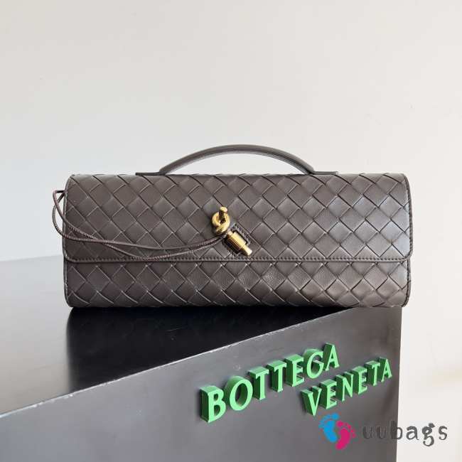 Uubags | Bottega Veneta Top handle Long Clutch Andiamo With Handle In Dark Brown 13x31x3cm - 1