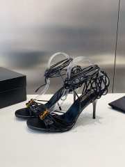 Uubags | YSL Babylone Sandals In Black Smooth Leather 9cm - 1