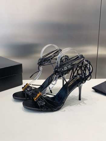 Uubags | YSL Babylone Sandals In Black Smooth Leather 9cm