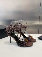 Uubags | YSL Babylone Sandals In Dark Brown Smooth Leather 9cm - 6