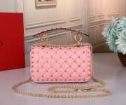 Uubags Valentino Garavani Rockstud Spike chain bag in candy rose supple lambskin Nappa 20x11.5x5cm - 3