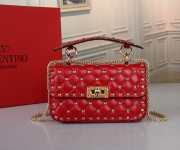 Uubags Valentino Garavani Rockstud Spike chain bag in red supple lambskin Nappa 20x11.5x5cm - 1