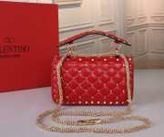 Uubags Valentino Garavani Rockstud Spike chain bag in red supple lambskin Nappa 20x11.5x5cm - 4