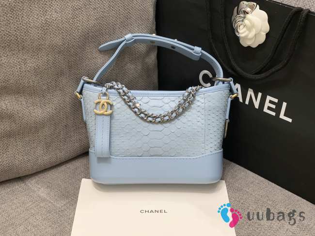 Uubags | Chanel Gabrielle Light Blue Python Bag 20cm - 1