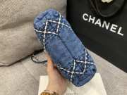 Uubags | Chanel 22 Small Bag Quilted Denim & Silver Metallic Blue 20cm - 3