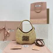 Uubags | Miu Miu Wander wicker hobo bag in tan/caramel 17x20x6cm - 1