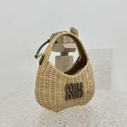 Uubags | Miu Miu Wander wicker hobo bag in tan/caramel 17x20x6cm - 2