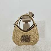 Uubags | Miu Miu Wander wicker hobo bag in tan/caramel 17x20x6cm - 6