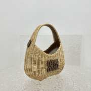 Uubags | Miu Miu Wander wicker hobo bag in tan/caramel 17x20x6cm - 4