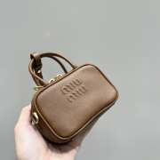 Uubags | Miu Miu leather micro bag in brown 10.5x4cm - 5