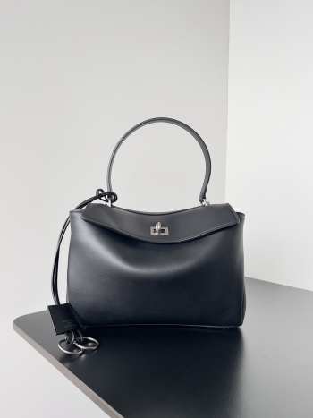 Uubags | Balenciaga Rodeo handbag in black smooth calfskin, silver hardware 29x20x10cm