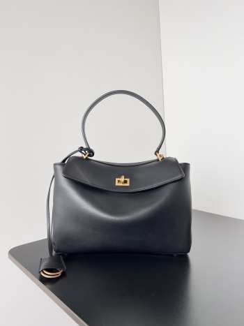 Uubags | Balenciaga Rodeo handbag in black smooth calfskin, gold hardware 29x20x10cm