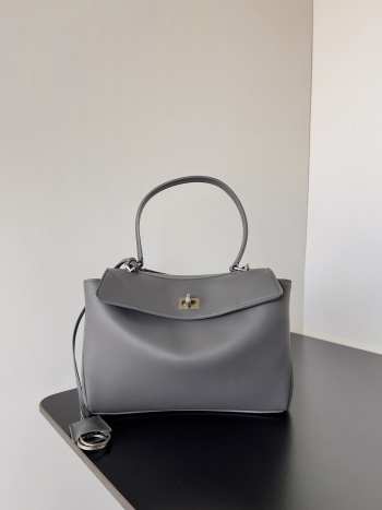 Uubags | Balenciaga Rodeo handbag in grey smooth calfskin, silver hardware 29x20x10cm