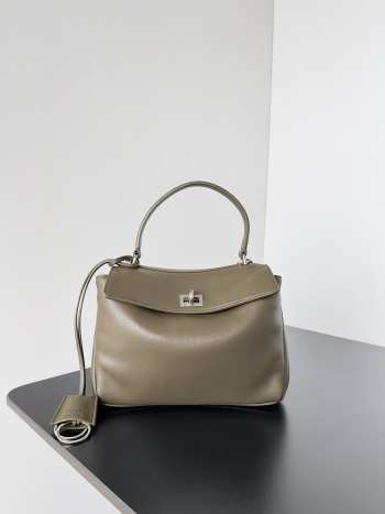 Uubags | Balenciaga Rodeo handbag in taupe smooth calfskin, silver hardware 29x20x10cm