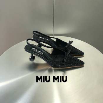 Uubags | Miu Miu satin slingback pumps in black 5cm