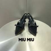 Uubags | Miu Miu satin slingback pumps in black 5cm - 4