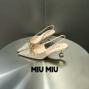 Uubags | Miu Miu satin slingback pumps in gold 5cm - 5