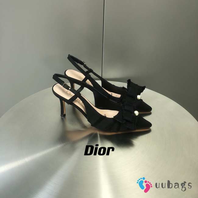 Uubags | Dior Adiorable Slingback Pump Black Fringed Grosgrain 3cm/7cm - 1