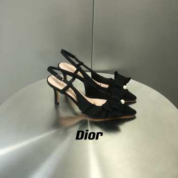 Uubags | Dior Adiorable Slingback Pump Black Fringed Grosgrain 3cm/7cm