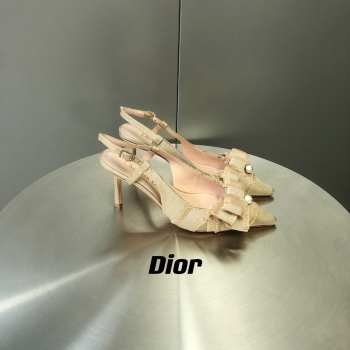 Uubags | Dior Adiorable Slingback Pump Beige Fringed Grosgrain 3cm/7cm