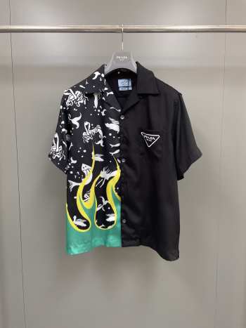 Uubags | Prada double match cotton shirt black for men