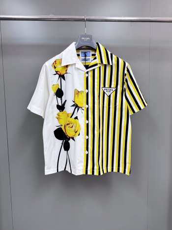 Uubags | Prada double Match cotton shirt in white/yellow