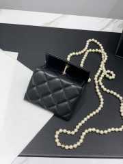 Uubags | Chanel Clutch With Strap Lambskin, Imitation Pearls & Gold-Tone Metal Black 12x11.5x8cm - 2