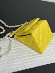 Uubags | Chanel Clutch With Strap Lambskin, Imitation Pearls & Gold-Tone Metal Yellow 12x11.5x8cm - 5