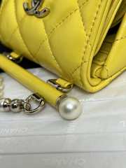 Uubags | Chanel Clutch With Strap Lambskin, Imitation Pearls & Gold-Tone Metal Yellow 12x11.5x8cm - 4