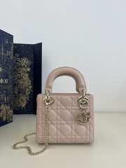 Uubags | Dior lady micro lambskin pink bag wIth light gold buckle 17x7x15cm - 1