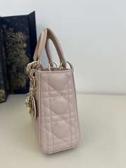 Uubags | Dior lady micro lambskin pink bag wIth light gold buckle 17x7x15cm - 3