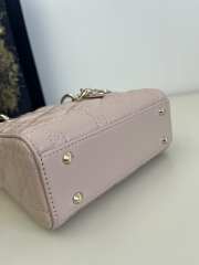 Uubags | Dior lady micro lambskin pink bag wIth light gold buckle 17x7x15cm - 2