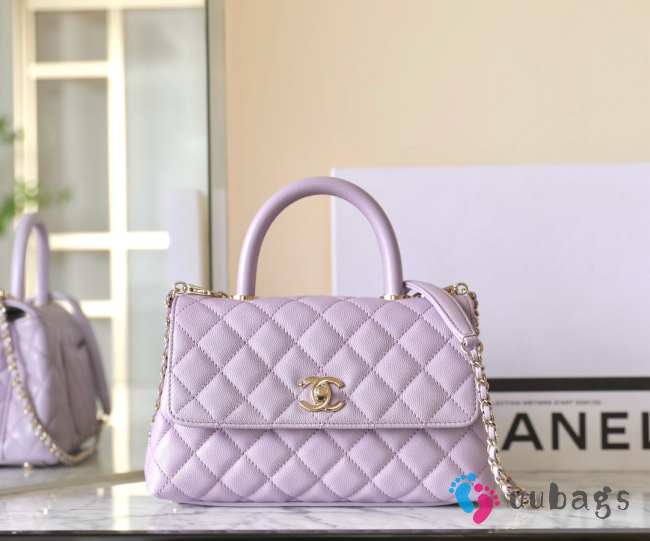 Uubags | Chanel Caviar Quilted Mini Coco Handle Flap Bag Light Purple 14x24x10cm - 1