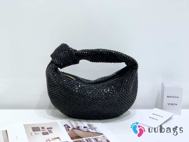 Uubags | Bottega Veneta Rhinestone Jodie Clutch In Black 23x28x8cm - 1