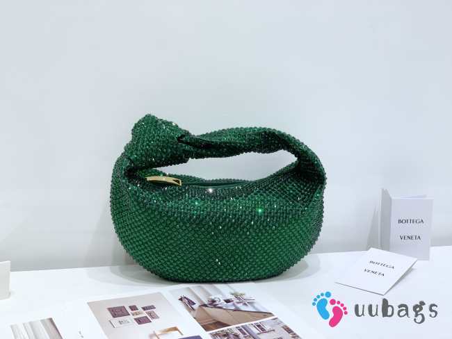 Uubags | Bottega Veneta Rhinestone Jodie Clutch In Green 23x28x8cm - 1